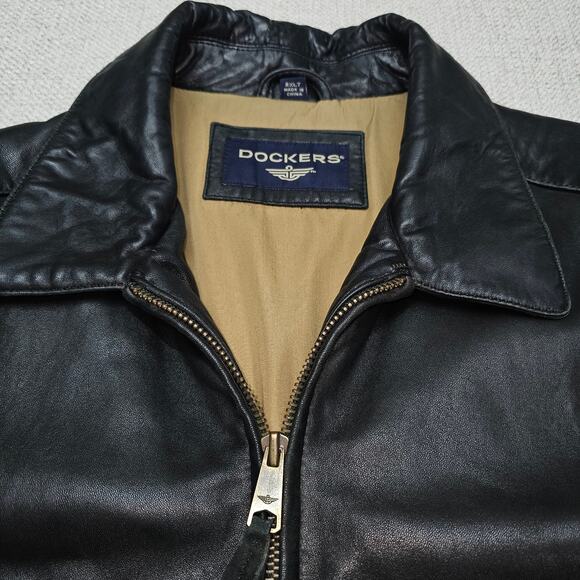 Dockers Soft Leather Men's Black Leather Jacket 2XLT PTP 28 L 31 - Picture 5 of 13
